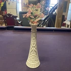Vintage Anchor Hocking Stars & Bars Milk Glass Flower 9” Bud Vase - Made In USA