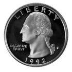 1992-S SILVER PROOF WASHINGTON QUARTER