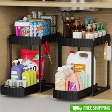 2 Pack Multi-Purpose Storage Organizers W/ Pull-Out Drawer Kitchen/Bathroom New