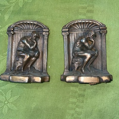 The Thinker Bookends Rodin  Heavy Solid Metal Library Decor