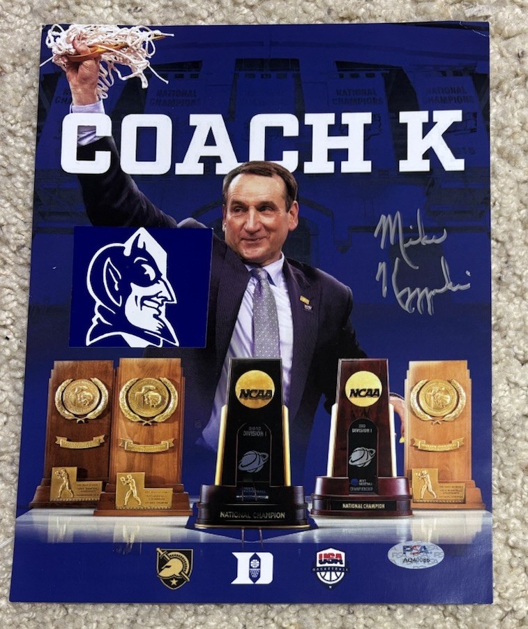 MIKE KRZYZEWSKI Autographed Signed Autograph 8.5x11 Photo Basketball Coach K DUKE PSA/DNA 