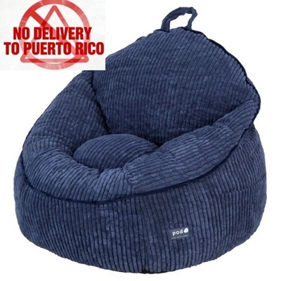 Room Compressed Foam Bean Bag Chair for Kids, Navy Blue