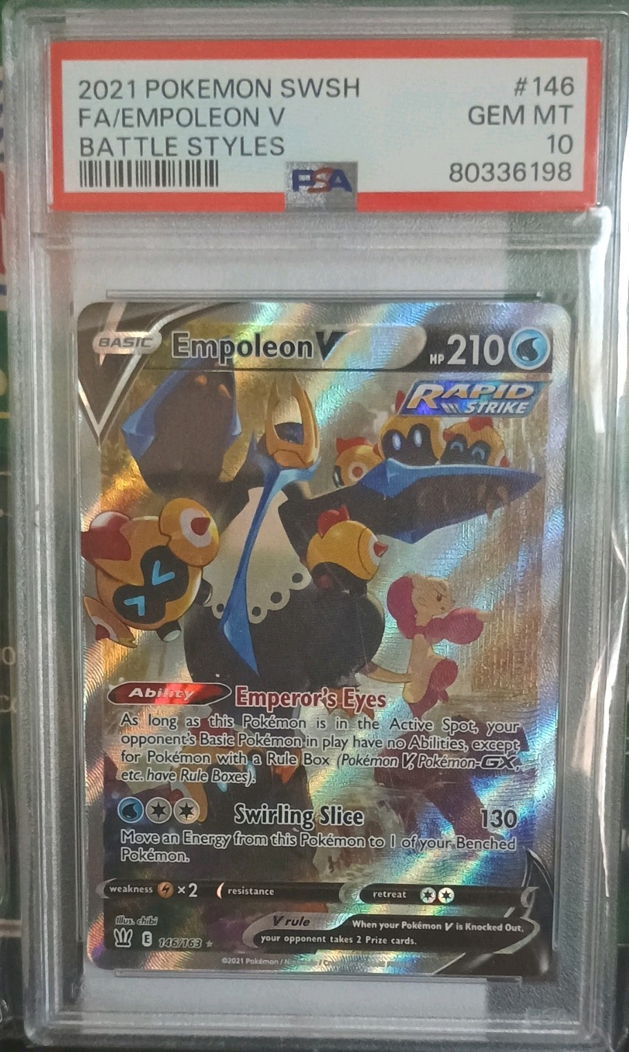 Empoleon V PSA 10 GEM MINT 2021 Pokemon Alt Art Rare Battle Styles #146