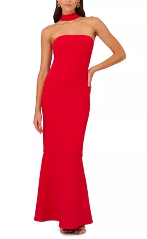 Liv Foster Womens Red Bonded Crepe Strapless Gown Dress Size 2 Stunning!
