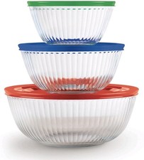 Pyrex Sculpted Bowls 6pc Set ( 3 Bowls & 3 plastic Lids)