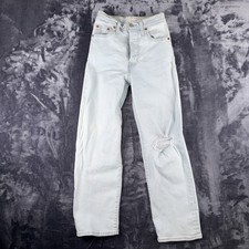 Levi's Ribcage Straight Ankle Jeans Womens 25 Blue Denim Cotton Light Wash