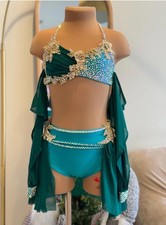 Custom Lyrical Dance Costume  Headpiece - Rhinestone, Green, Teal - Small/Med