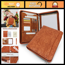 Executive Faux Leather Padfolio with 3 Ring Binder, Fits 13.9" Laptop, Refillabl