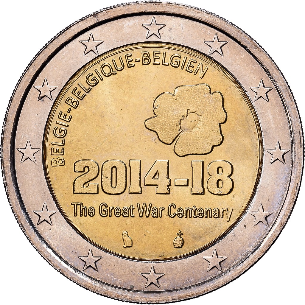 Belgique, 2 Euro, 100e anniversaire du début de la Première Guerre mondiale