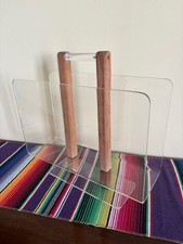 Vintage Braeside Studios Lucite and Wood Magazine Rack