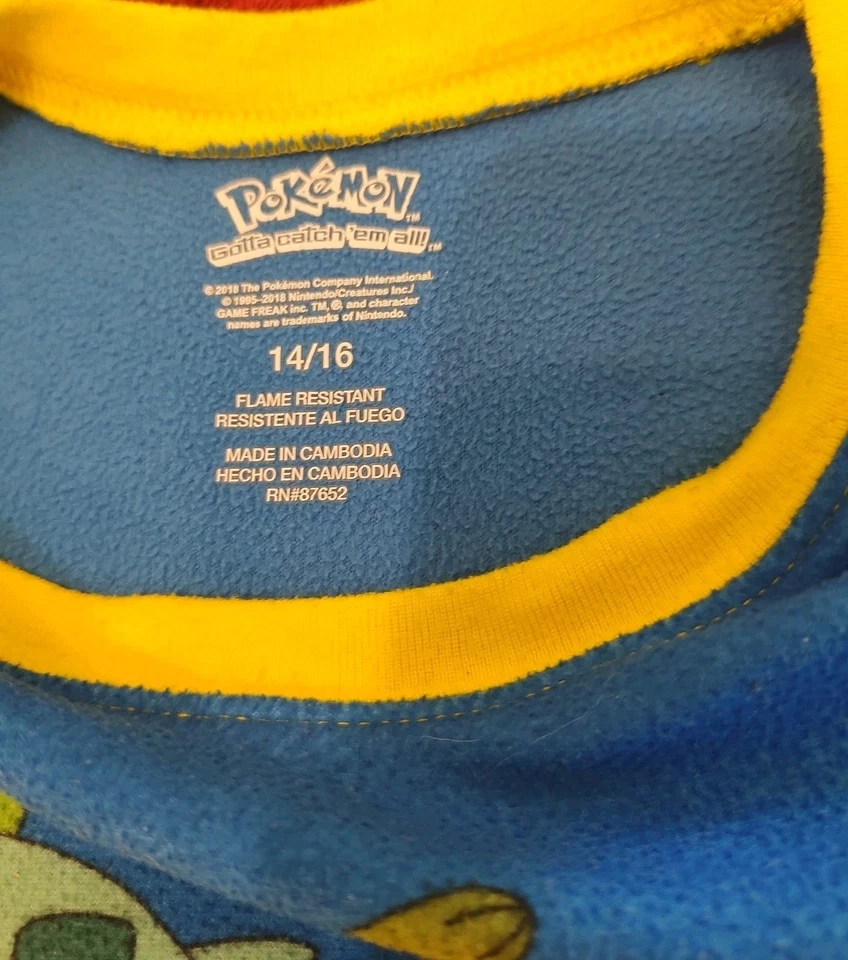  Pokémon PIKACHU XL 14/16 BOYS 2pc Long Sleeve Top and Pants Pajama Set  - Image 3 of 4