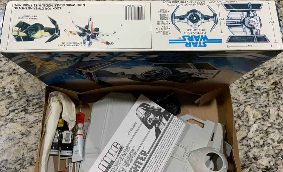 Star Wars 1989 El Auténtico Darth Vader Tie Fighter MPC Modelo Kit Foto 2 de 4