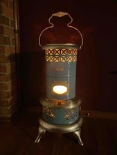 Antique Robin Egg Blue Enamel 260C Perfection Oil Kero Parlor Cabin Heater Stove