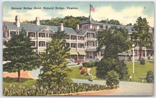 Vintage Natural Bridge Hotel Postcard Virginia Tichnor Bros Linen