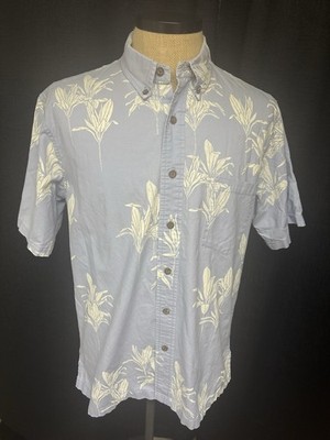 Sig Zane Baby Blue Ti Leaf Men s Large Button Down - Aloha Shirts