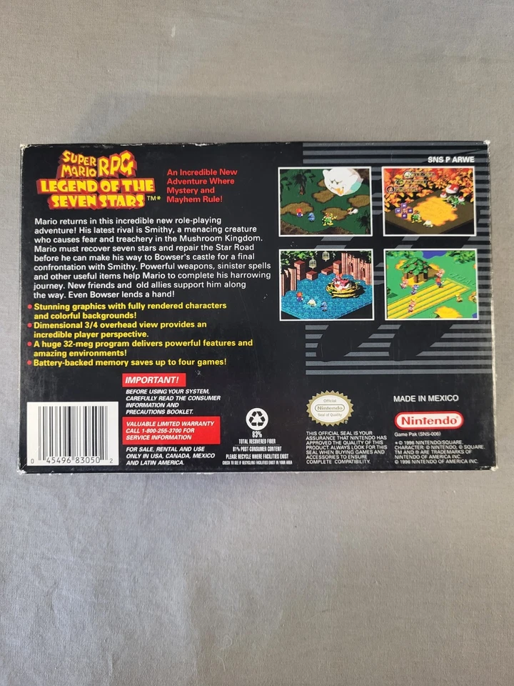 Super Mario RPG: Legend of the Seven Stars, SNES, Complete, Authentic! - Image 2 of 4