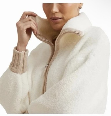 Kashwere Women's Full-Zip Oversized Heavyweight Soft Jacket, Cream, Size S