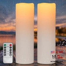 14" x 4" Large Outdoor Candles Waterproof Flickering LED Flameless White