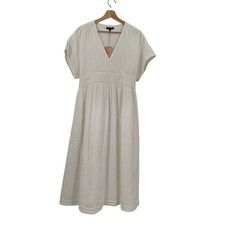 Quince Maternity Organic Cotton Gauze Midi Dress White Basic Sleeved L