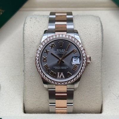 Rolex Datejust 31 NEW 2025 Rhodium Slate Roman Two Tone Diamond Bezel Oyster