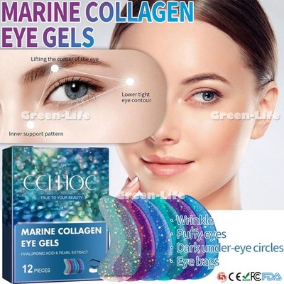Augenmaske mit Natürlichen Marine -Kollagen & Hyaluronsäure, Eye Pads für Unisex