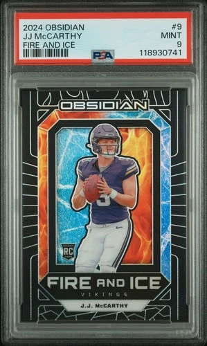 2024 PANINI OBSIDIAN FIRE & ICE #9 JJ MCCARTHY ROOKIE RC PSA 9