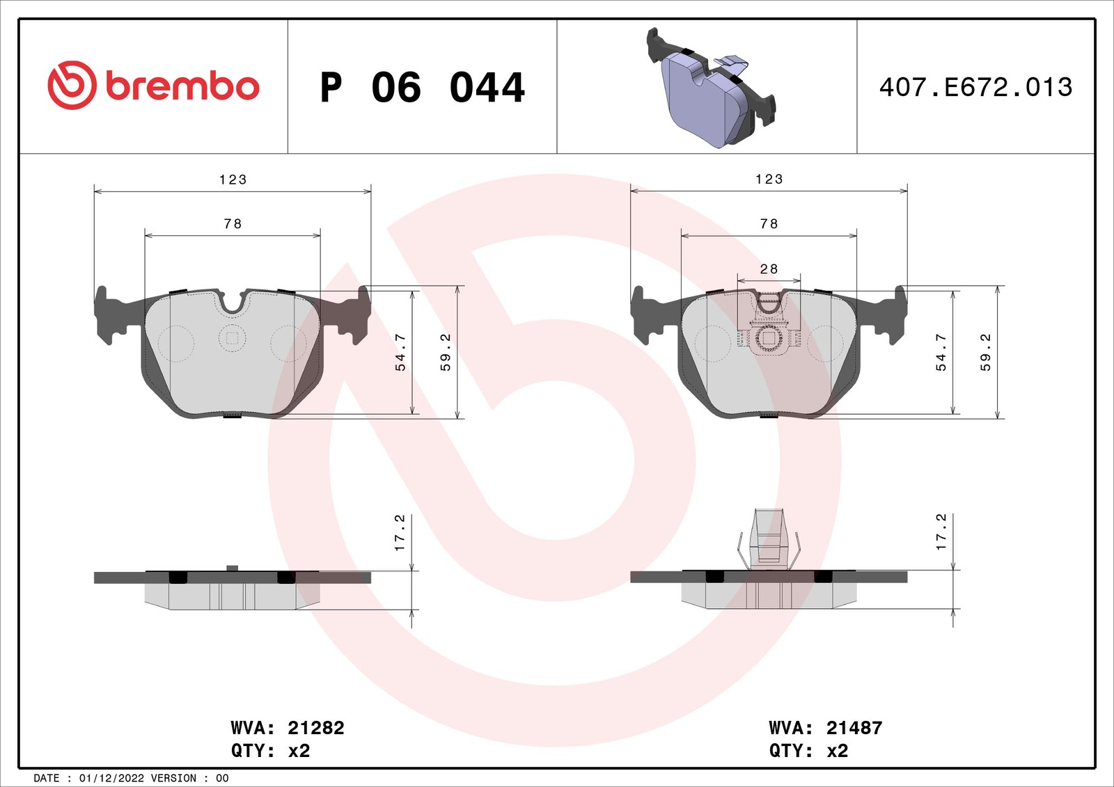 Fits BREMBO P 06 044 HAM PADS. REAR BMW X3 E83 04- REAR  ⭐UK Stock⭐