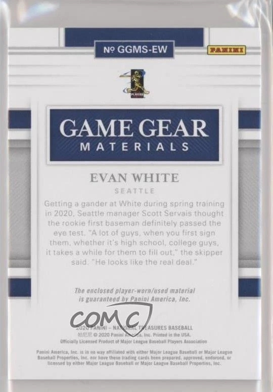 2020 Panini National Treasures Game Gear Materials Eights /99 Evan White - Image 2 of 2