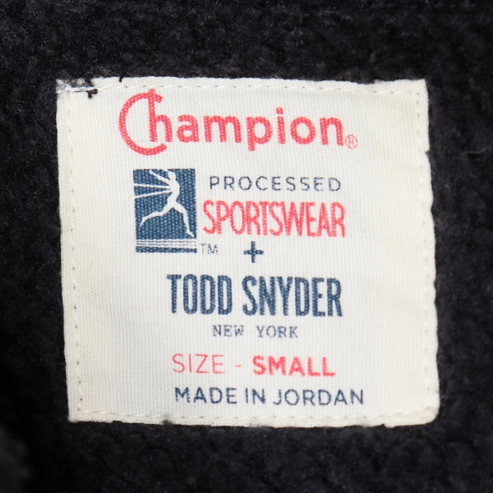Jaqueta de Lã Champion x Todd Snyder Masculina Tamanho Pequeno Preta Zíper Completo Athleisure - Imagem 3 de 4