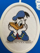 Disney Donald Duck Counted Cross Stitch Pattern 2.25” X 2.75” Oval