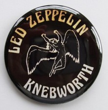 LED ZEPPELIN KNEBWORTH 1979 LARGE REPRO BLACK 2.2inch/56mm BADGE button pin