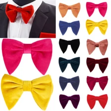 Mens Velvet Oversized Bow Tie Big Bowknot Pre-Tied Wedding Party Dinner Bow.