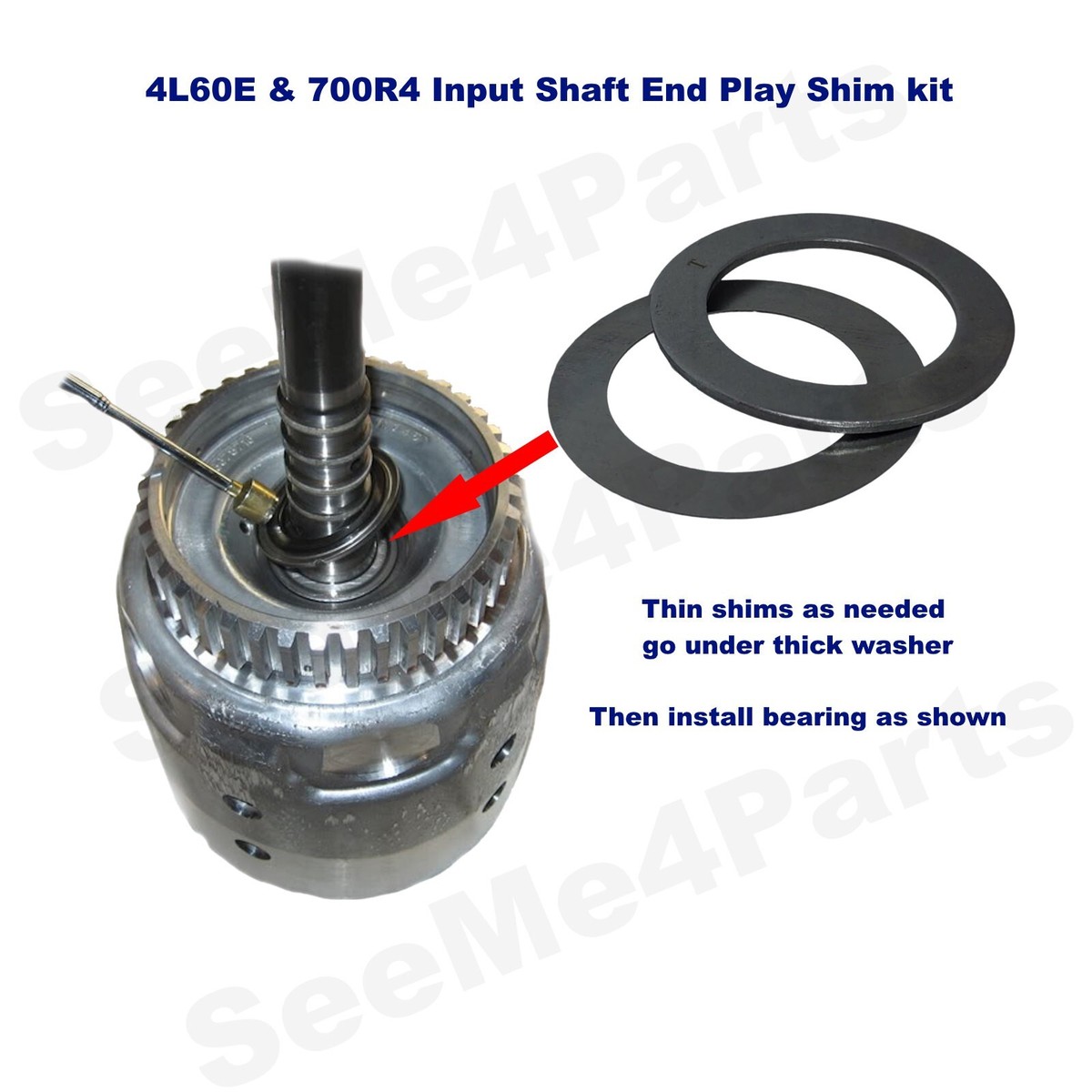 4L60E 700R4 Input Shaft End Play Adjustment Shim Kit (1) Thick