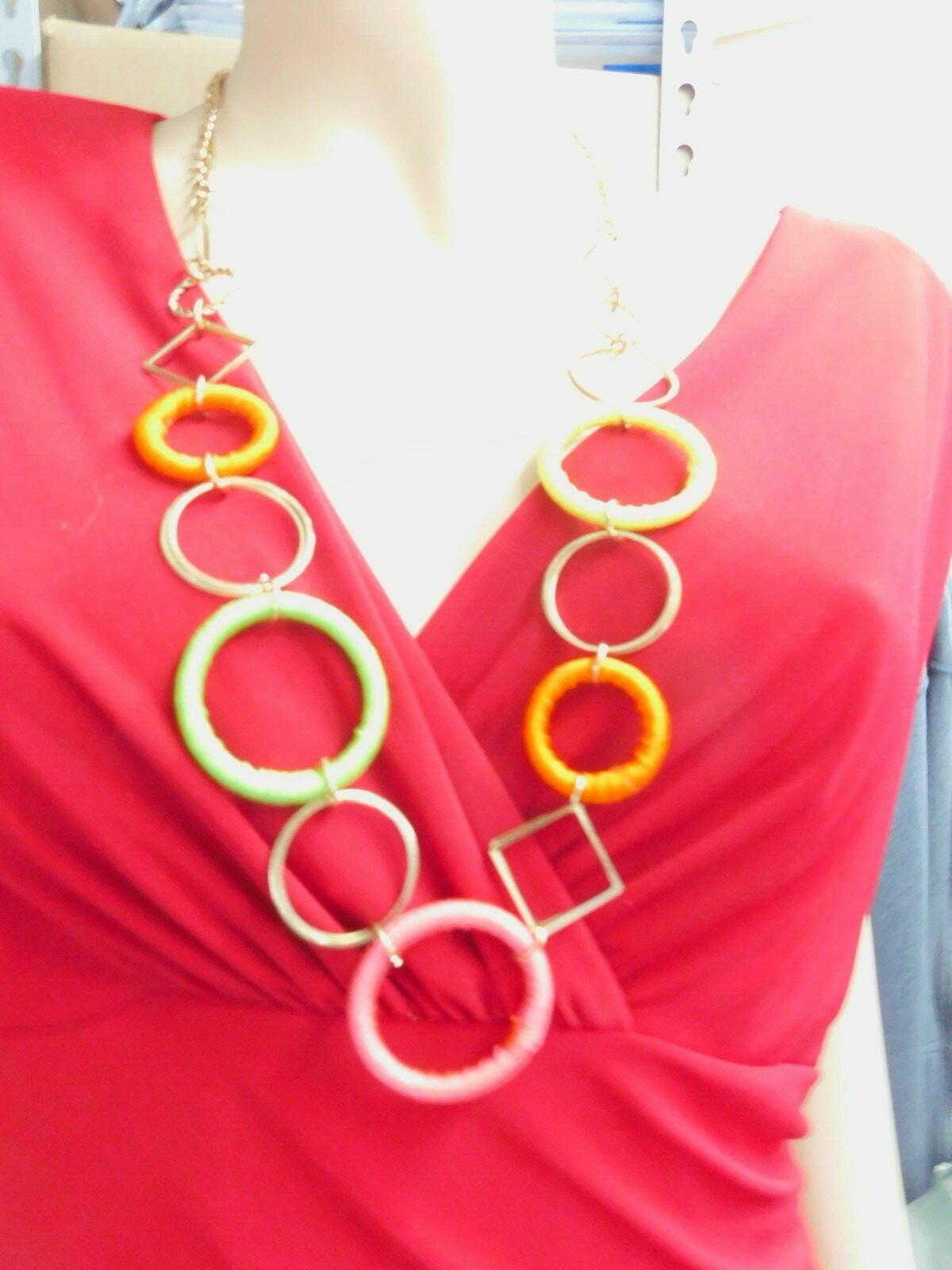 Signed Icing Orange Pink Green String Wrapped Rin… - image 3