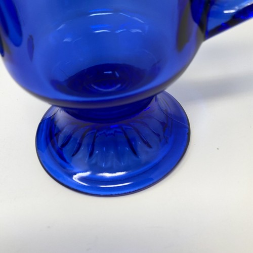 Anchor Hocking Irish Coffee Mugs Cobalt Blue Glass Pedestal Vintage Set of 4 - Picture 8 of 8