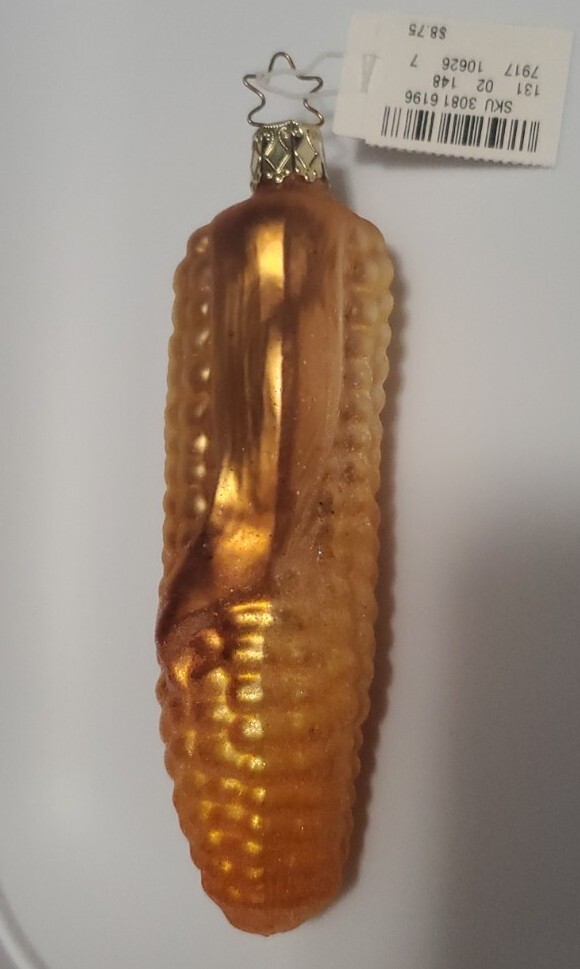 Vintage INGE German Hand Blown Glass Farm Corn Christmas Tree Ornament 5