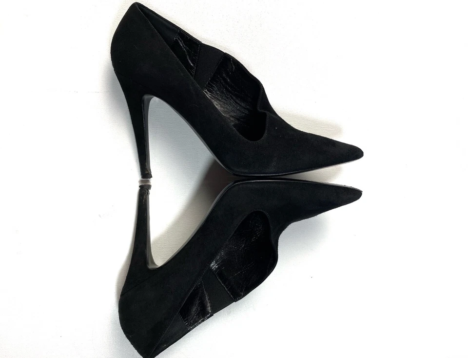Tamara Mellon Black Suede D’Orsay Point Toe Pumps Heels Sz 37.5 - Image 4 of 4