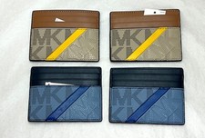 Michael Kors Cooper Slim MK Signature Blue Khaki Tall Card Case
