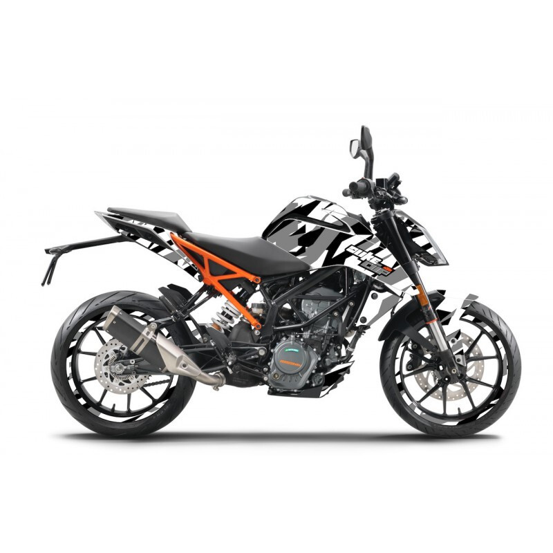 Kit déco CAMO blanc et gris pour moto KTM 125 DUKE et 390 DUKE 2017-2020
