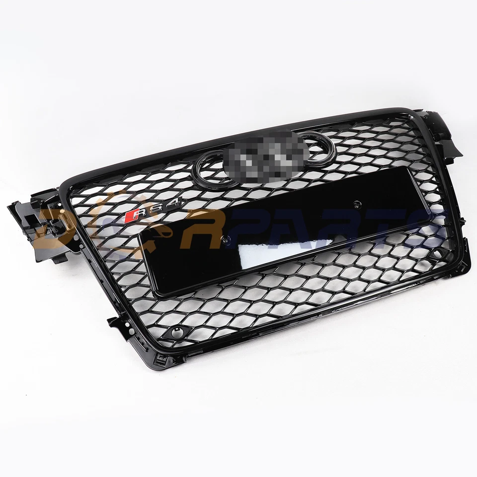 FRONT MESH RS4 STYLE BUMPER HOOD HEX GRILLE BLACK FOR 2009-2012 AUDI A4/S4 B8 8T - Image 3 of 4