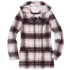 Thakoon Hooded Plaid Flannel Coat Jacket Faux Sherpa Fur Lined - Women's M