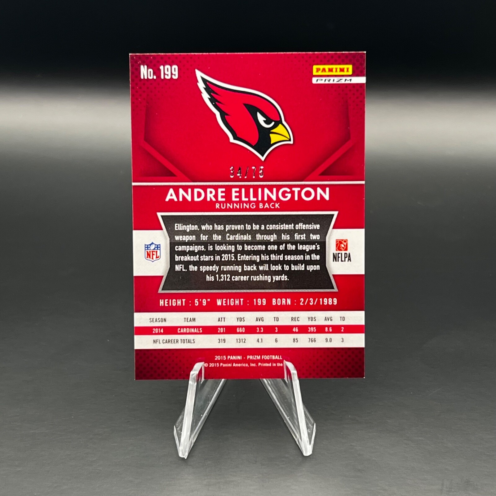 2015 Panini Prizm Green Crystal Prizm 199 Andre Ellington /75 for