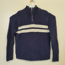 Polo Ralph Lauren Cable Knit 1/4 Zip Sweater Mens Sz-Lg Blue Crew Neck Cotton