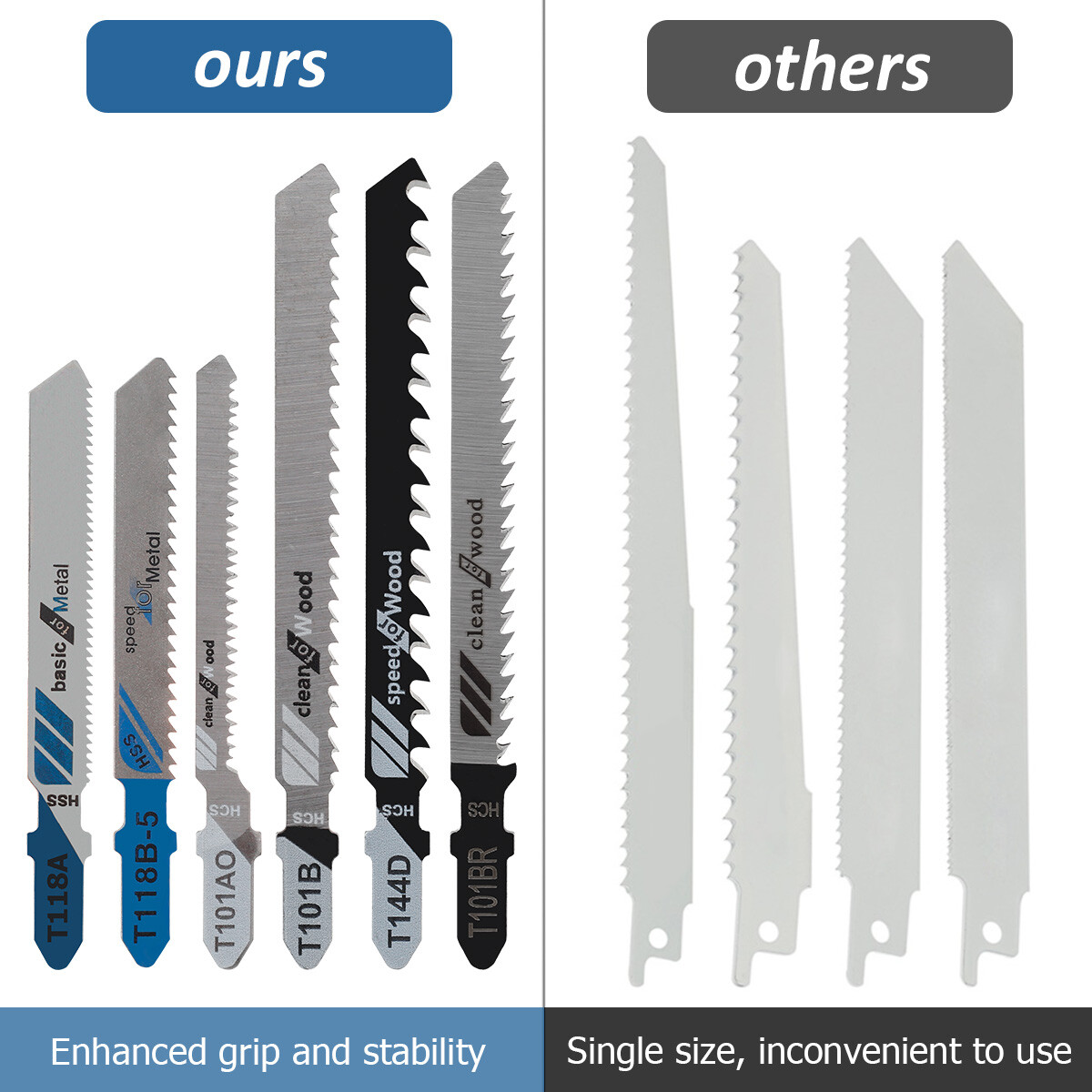 10/50pcs Carbon Steel Assorted Jig Saw Blades with Tshank Wood Thin