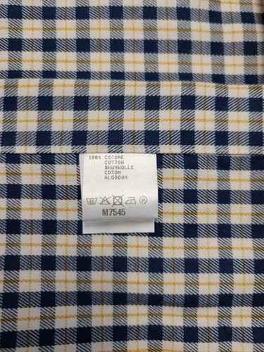 WALKER BROTHERS XL Blue Yellow Check Long Sleeve Men's Shirt Made In Italy - Picture 7 of 7