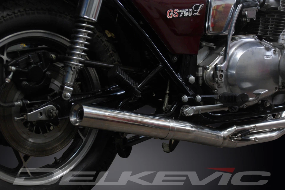 Suzuki GS750L 1979 Complete Delkevic Exhaust 4-1 Stainless Straight Muffler — 第 4/4 张图片