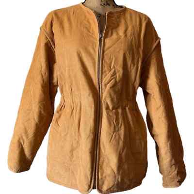 Universal Threads Jacket Women's Medium Mustard/Tan Corduroy Zip Up Coat New