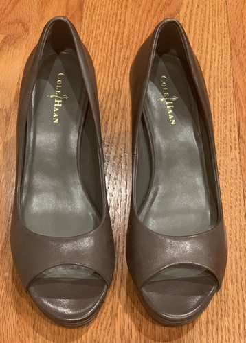Cole Haan Open Toe Wedge Pump - Gray 