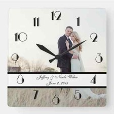 Large Square Personalised MDF Wall Clock Photo Xmas Present