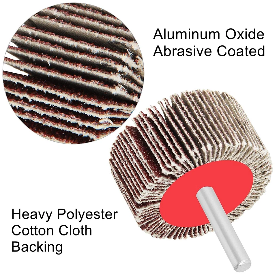 12PACK 2x1x1/4" Flap Wheel Sander for Drill Mounted Sanding Grinding 40-120 Grit - Image 3 of 4